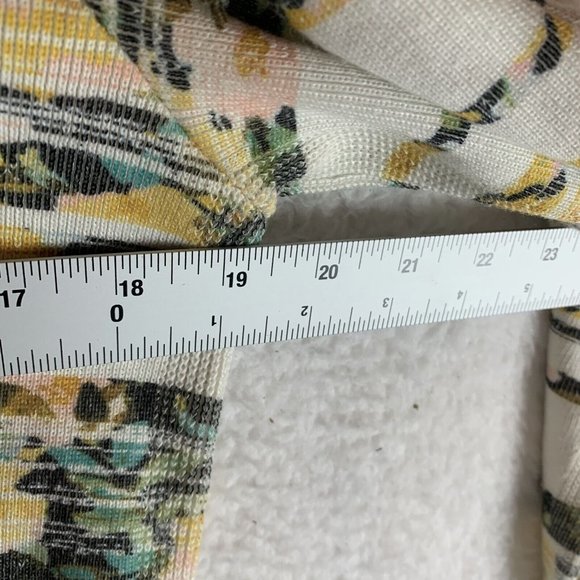 Anthropologie Moth Sweater Womens Medium White Striped Knit Floral Full Zip 7779 - Picture 4 of 8